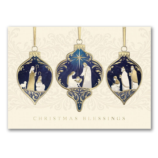 Religious Ornaments Folded Holiday Cards